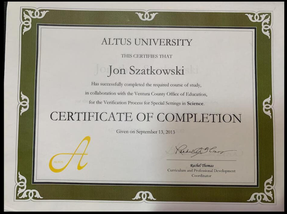 Untitled Official California VPSS Single-Subject Core Competency Certification in Foundational and Advanced Sciences.